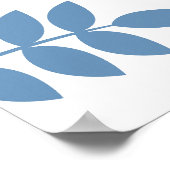 Poster Jacobean Floral Lg Motif Bleu sur Blanc (Coin)