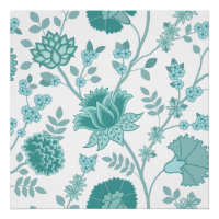 Jacobean Floral Lg Motif Teintures sur blanc