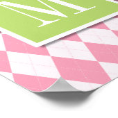 Poster Jacquard Monogramme Mur Art, Rose & Lime (Coin)