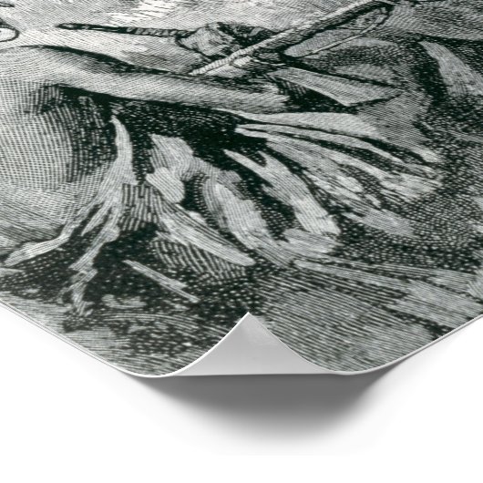 Poster Jacques Cartier Mise en place d'une croix en Gaspe (Coin)