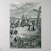 Poster Jacques Cartier Mise en place d'une croix en Gaspe (Devant)