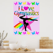 POSTER J'ADORE GYMNASTICS RAINBOW GYMNAST DESIGN FILLE (Cuisine)