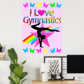 POSTER J'ADORE GYMNASTICS RAINBOW GYMNAST DESIGN FILLE (Bureau à domicile)