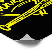 Poster J'adore la Baseball de Banane Jaune pour l'Été (Coin)