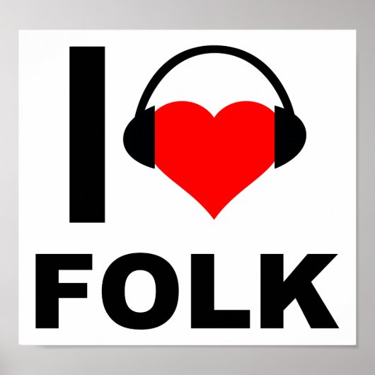 Poster J'adore l'affiche drôle de musique folk (Devant)