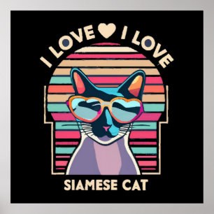 Poster J'adore le chat siamois