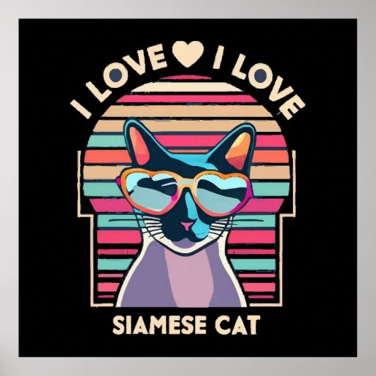 Poster J'adore le chat siamois (Devant)
