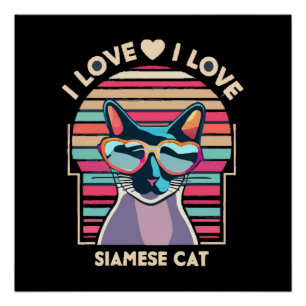 Poster J'adore le chat siamois