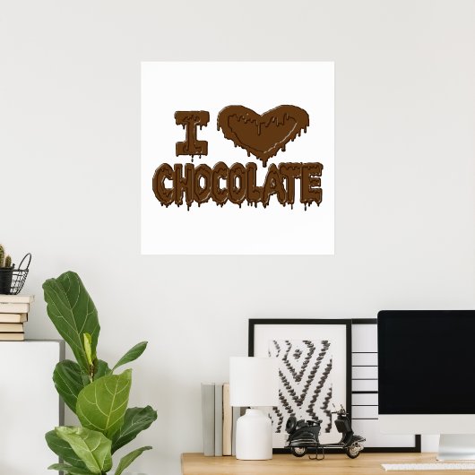 Poster J'adore le chocolat (Bureau à domicile)