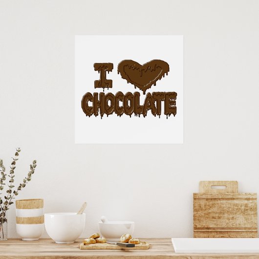 Poster J'adore le chocolat (Cuisine)