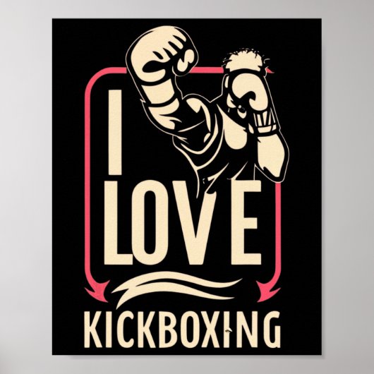 Poster J'adore le kick-boxing Boxe Amour Kickboxer Kickbo (Devant)