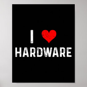 Poster J'adore le matériel - Cœur PC Joueur Jeux Construc