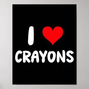 Poster J'adore les crayons - Cœur - Livres de coloriage d