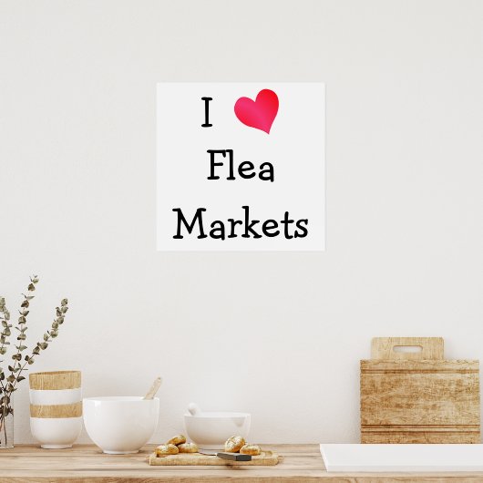 Poster J'adore les marchés aux puces (Cuisine)