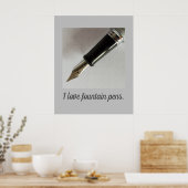 Poster J'adore les stylos-plumes (Cuisine)
