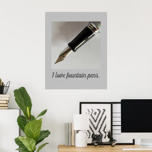 Poster J'adore les stylos-plumes (Bureau à domicile)