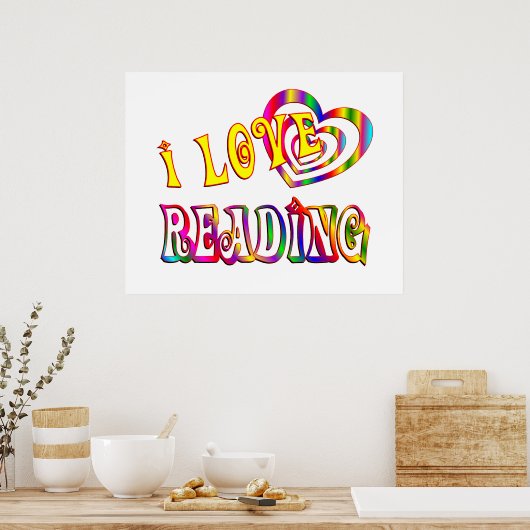 Poster J'adore lire (Cuisine)