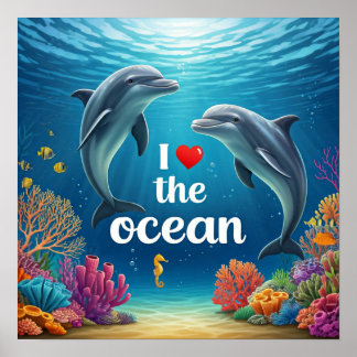 Poster J'adore l'océan