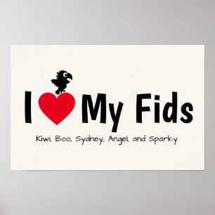 Poster J'adore mes Fids Perroquet Enfants Plumé