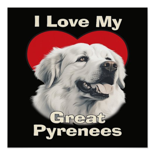 Poster J'adore mon chien des Pyrénées (Devant)
