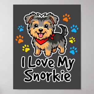 Poster J'adore mon chien mélange de Schnauzer mignon et d