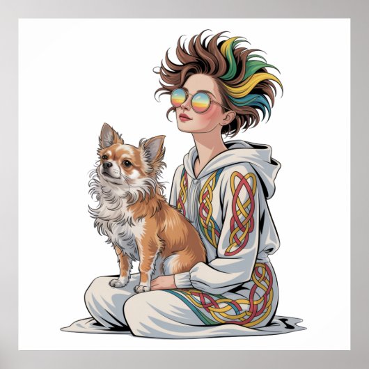 Poster j'adore mon chihuahua (Devant)