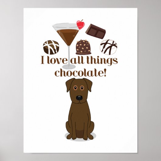 Poster J'adore tout le chocolat ! Humour au chocolat (Devant)