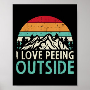 Poster J'adore Uriner à l'Extérieur Coucher de Soleil Rét