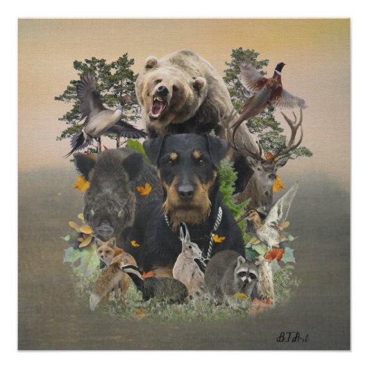 Poster Jagdterrier, Chasse Allemande Tapisserie Terrier (Devant)