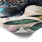 Poster Jaguar Aquarelle Florale (Coin)