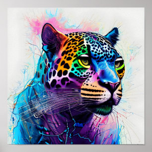Poster jaguar coloré