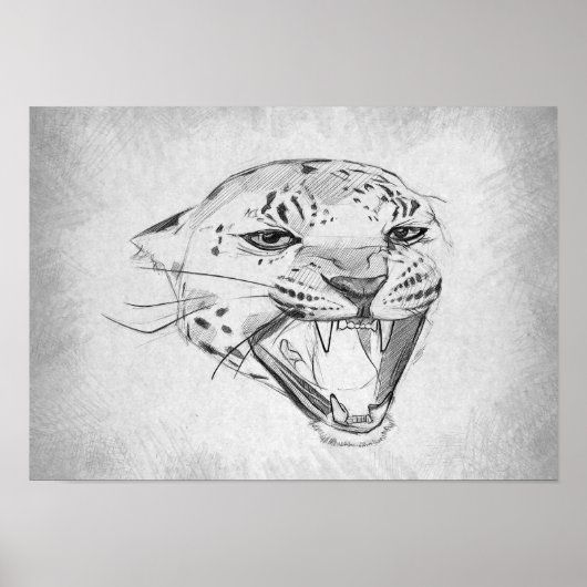 Poster Jaguar - Dessin Graphique (Devant)