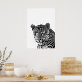 Poster Jaguar Jungle Moderne Portrait noir blanc (Cuisine)