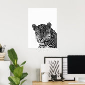 Poster Jaguar Jungle Moderne Portrait noir blanc (Bureau à domicile)