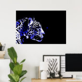 Poster Jaguar Pop Art Noir & Bleu (Bureau à domicile)