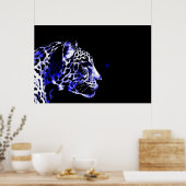 Poster Jaguar Pop Art Noir & Bleu (Cuisine)