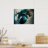 Poster Jaguar turquoise et football (Cuisine)