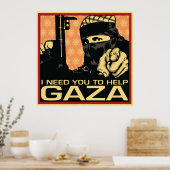 Poster J'Ai Besoin Que Tu Aides Gaza (Cuisine)