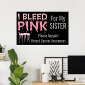 Poster J'Ai Bleu Rose Pour Ma Soeur Sensibilisation Au Ca (Bureau à domicile)