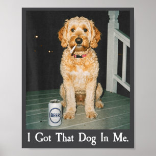 Poster J'ai Ce Chien En Moi Drôle Golden Doodle Fumant B