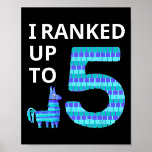 Poster J'Ai Classé Jusqu'À 5 Jeu Vidéo Anniversaire Llama