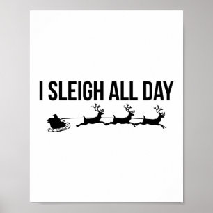 Poster J'ai cousu toute la journée - Père Noël Reindeer