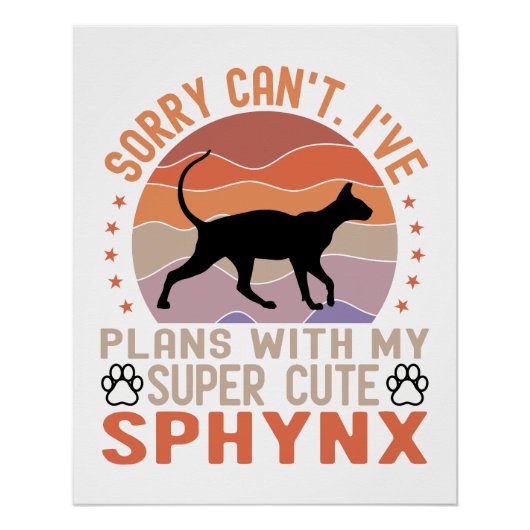 Poster J'ai des plans avec mon chat Sphynx (Devant)