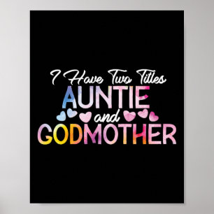 Poster J'Ai Deux Titres Tante Et Godmère Aquarelle
