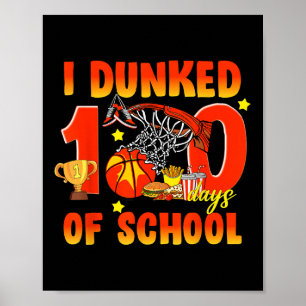 Poster J'Ai Fait 100 Jours De Basketball Scolaire Garçons