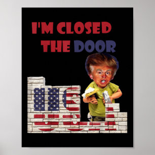 Poster J'Ai Fermé La Porte, Dessin Drôle De La Frontière