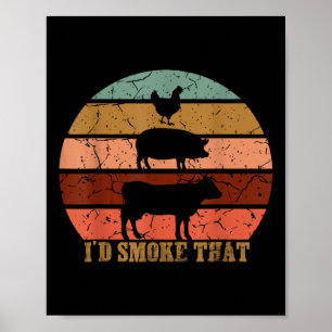 Poster J'Ai Fumé Cette Fête Grillante Dit Vintage