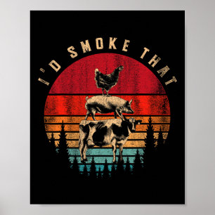 Poster J'Ai Fumé Drôle Viande Fumée Barbecue Chef