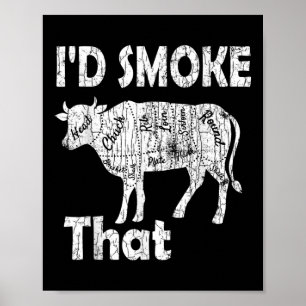 Poster J'Ai Fumé Que Barbeque Grillé Barbecue Viande Amou