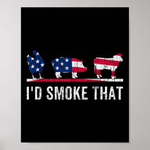 Poster J'Ai Fumé Que Barbeque Grillé Barbecue Viande Amou